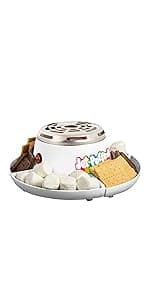 Nostalgia Tabletop Indoor Electric S'mores Maker - Smores Kit With Marshmallow Roasting Sticks and 4 Trays for Graham Crackers, Chocolate, and Marshmallows - Movie Night Supplies - Brown
