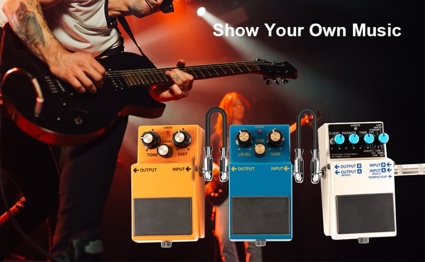 karmiero 3Pcs Guitar Patch Cables, 6'' Guitar Pedal Cables with Metal Right Angle Plug, Premium Pedals Board Patch Cable for Amp/Amplifier, Mixer, Electric Bass