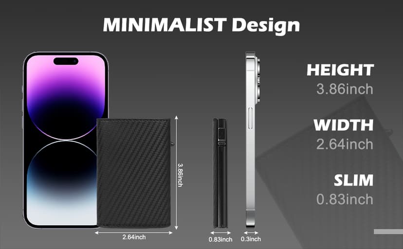 GRALEON Card Wallet for Men,Slim Minimalist Wallet 10-14 Cards,Smart Pop Up Wallets with Money Clip& ID Window,RFID Front Pocket Credit Card Holder, Gifts for Men(Carbon Fiber)