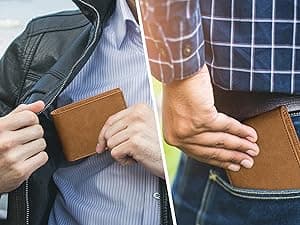 DOPTIKA Minimalist Brown Leather RFID Protected Bi-Fold Wallet for Men, Husbands