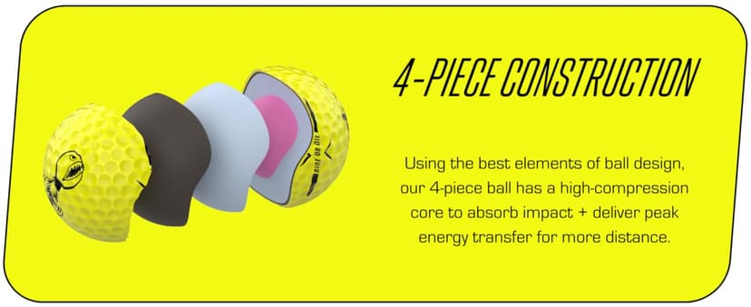 P*ss Missile Distance Golf Balls - 4-Piece Design, Surlyn Cover, High Compression Core - Lower Spin, Better Trajectory for Longer, Straighter Shots