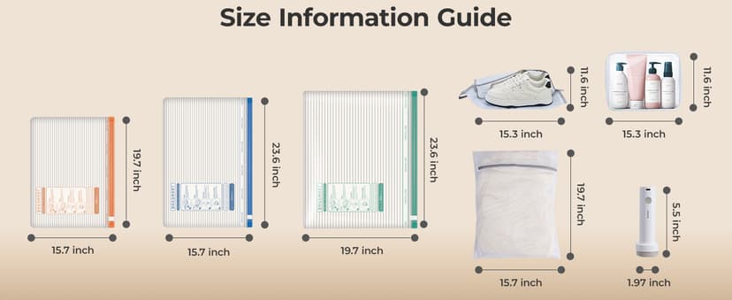 BAGSMART Vacuum Storage Bags for Travel with Rechargeable Air Pump, 18 Pack Portable Space Saver Bags for Travel & Home, Vacuum Compression Seal Bag for Clothing, Blanket, Duvets