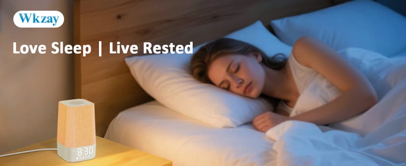 Wkzay White Noise Sound Machine: 30 Soothing Sounds, Sunrise Alarm Clock for Gentle Wake Up, Adjustable Volume & Night Light, Timer - Easy to Sleep, Relax, Focus