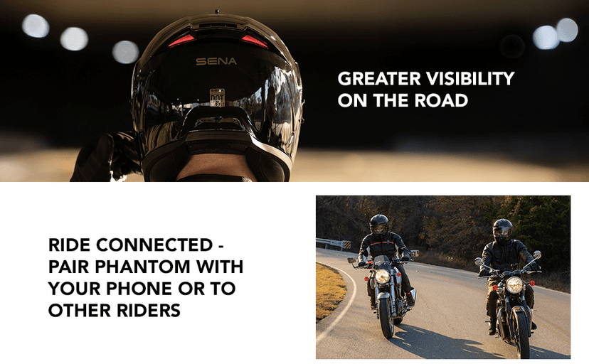 Sena Phantom and ANC Full Face Smart Motorcycle Helmet with Integrated Communications, LED Lighting, and 2nd Generation Sound by Harman Kardon