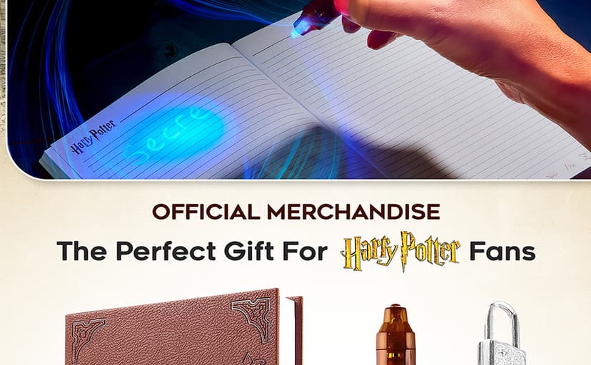 Harry Potter Lockable Diary with UV Invisible Ink Pen for Kids, Teens, Secret Journal with Key, Lined Pages, Stationery Supplies, Gifts for Kids (Brown UV Pen) B07WQY5HWP