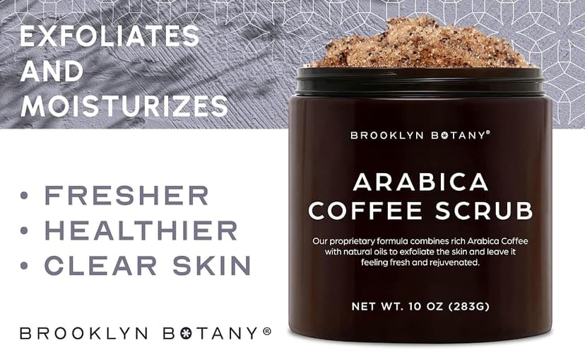 Moisturizing & Exfoliating Face, Foot & Hand Scrub, Natural Softening Formula for Smoother, Softer & More Even Complexion Brooklyn Botany Arabica Coffee Body Scrub - 10 oz B07GQ4W15V