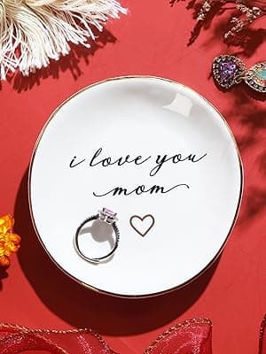 PUDDING CABIN Gifts for Mom from Daughter, Mothers Day Gifts for Mom Ring Dish "I love you mom" Mom Birthday Gifts, Mom Gifts for Valentines Christmas Wedding Gifts