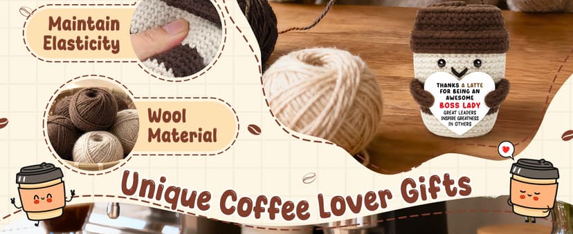 Boss Gifts for Women Boss Lady Leader Manager Supervisor Christmas Birthday Handmade Crochet Coffee Mug Cup Gifts Bosses Day Coffee Lover Thank You Best Great Leader Female Desk Office Decor