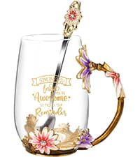 OEAGO Gifts for Mom Women Stocking Stuffers for Women Christmas Glass Coffee Enamels Mug Valentines Gifts for Her Girlfriend Wife Best Birthday Valentine's Mothers Day from Daughter Son Tea Cup