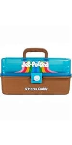 Nostalgia Tabletop Indoor Electric S'mores Maker - Smores Kit With Marshmallow Roasting Sticks and 4 Trays for Graham Crackers, Chocolate, and Marshmallows - Movie Night Supplies - Brown