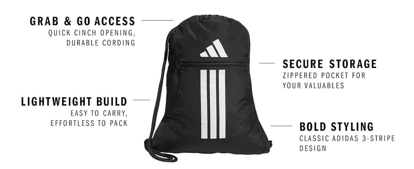 adidas Alliance Sackpack – Drawstring Backpack for Sports, Small Gym Bag
