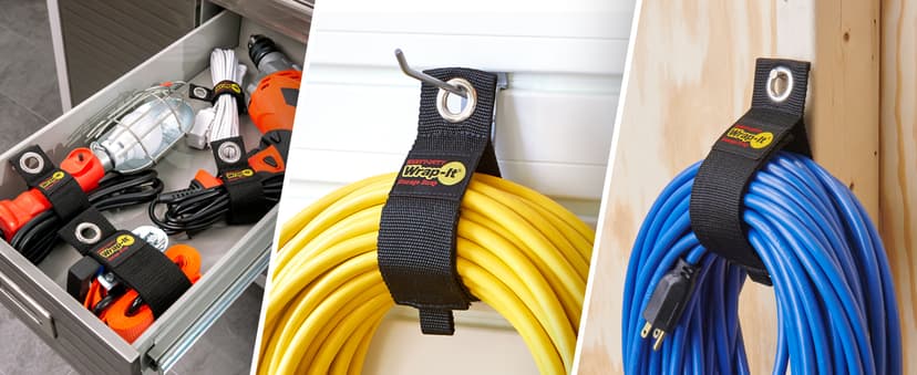 Garage Storage Extension Cord Organizer Cable Straps and Yard Cord Storage for Hose Organizer, Tools, RV Accessories Heavy-Duty Wrap-It Storage Straps - Assorted 6-Pack B06Y5Q4VZD