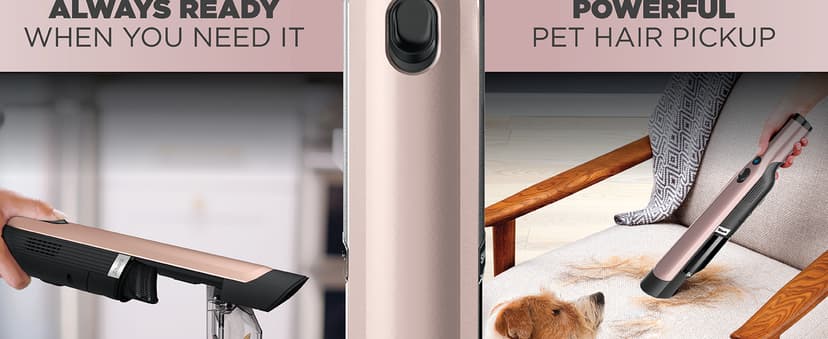 Shark WANDVAC Cordless Hand Vac, Lightweight, Portable at 1.4 lbs., Powerful Suction, Charging Dock, One-Touch Empty for Car & Home, Multi-Surface Pet Tool & Duster Crevice Tool, Rose Gold, WV201RGBRN