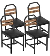 YATINEY Dining Chairs Set of 4, Industrial Kitchen Chairs with Metal Frame, Slanted Back, Wooden Dining Chair Set, for Kitchen, Living Room, Rustic Brown and Black CY03L4BR