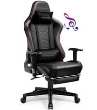 GTRACING Gaming Chair,Office Chair with Pocket Spring Lumbar Support, Ergonomic Comfortable Wide Office Desk Computer Chair with Outward Fixed Soft Armrests and Footrest (PU Leather, Black)