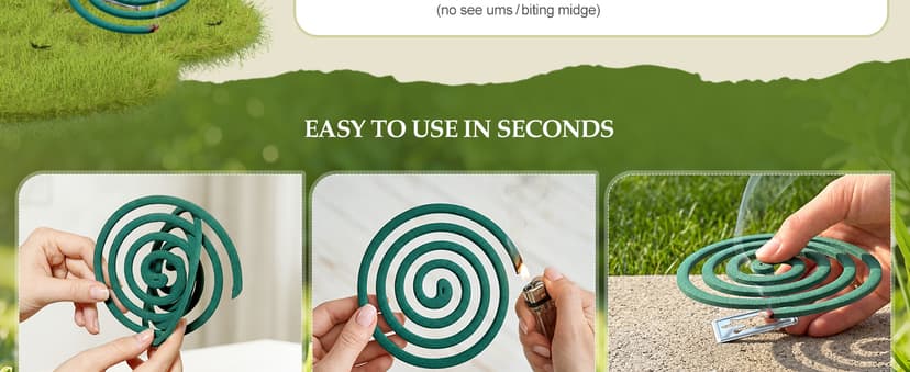 KICKOUTOR Mosquito Repellent Incense Coils with Natural Citronella Oil, 20 Coils & 4 Stands, DEET-Free Outdoor Protection for Patio, Backyard & Camping, Burns 5-7 Hours Against Gnats & No-See-Ums