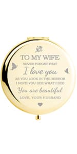 Gifts for Wife I Love You Wife Gold Compact Mirror