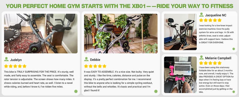 Exercise Bike, 5 in 1 Foldable Stationary Bike for Seniors, 16-Level Adjustable Magnetic Resistance, Indoor Workout Bike with 330LB Capacity, Comfortable Seat Backrest X-bike