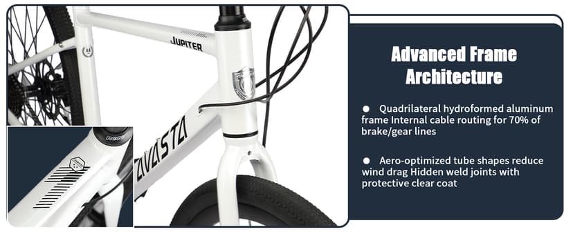 AVASTA Jupiter 700C Road Adult Step-Over Hybrid Cycling Bike Bicycle, Aluminum Frame, 21-Speed, Dual Disc Brakes, Multpile Colors for Men Woman Male Female
