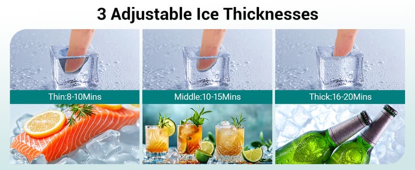 ETL Approval Commercial Ice Maker Machine 150 Lbs/24H Stainless Steel, with 50Lbs Bin, Under Counter or Freestanding Ice Maker, 55 Ice Cubes in 8-15 Minutes for Home & Commercial