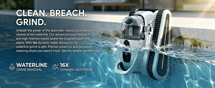 Cordless Robotic Pool Cleaner - Automatic Pool Vacuum Robot for Inground&Above Ground Pools, Wall&Waterline Climbing, Smart Navigation, 180mins Runtime, APP Control, Dual Filtration, Powerful Suction