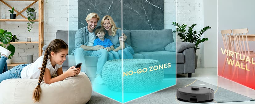 Robot Vacuum and Mop, Self Emptying Station for 90 Days, 5000Pa Suction, 3-in-1 LiDAR Navigation, Home Mapping, No-Go Zones, Wi-Fi/App/Alexa, Hard Floors, Carpet