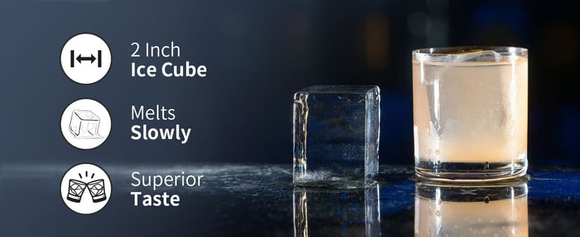 Clear Ice Cube Tray for Whiskey: FDDBI 2Inch Clear Ice Cube Maker - Silicone Large Ice Cube Tray - Square Ice Tray for Bourbon Old Fashioned Whisky
