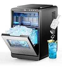 Under Counter Nugget Ice Maker, 70 lbs/Day Nugget Ice Machine, Built-in or Freestanding Ice Maker with 2-Drawer Ice Baskets, Auto-Cleaning & 24H Timer for Home and Bar Use