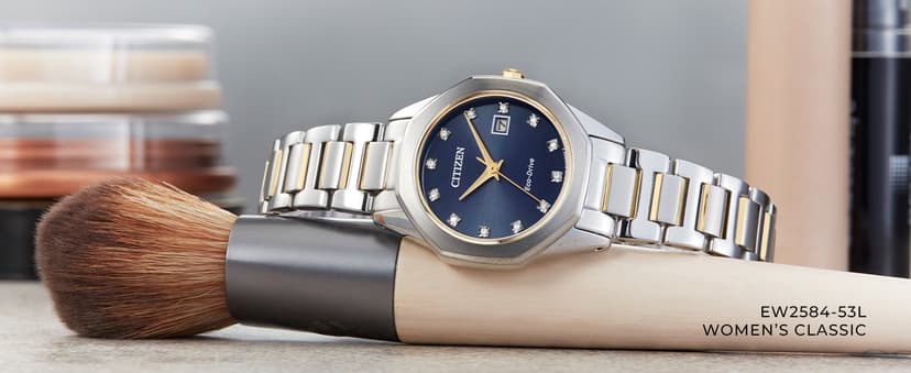 Citizen Women's Eco-Drive Dress Classic Watch in Rose-Tone Stainless Steel with Grey Leather Strap, Grey Dial (Model: FE1218-05H)