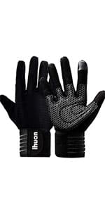 ihuan Ventilated Weight Lifting Gym Workout Gloves with Wrist Wrap Support for Men & Women, Full Palm Protection, for Weightlifting, Training, Fitness, Hanging, Pull ups