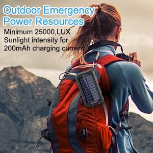 Solar Charger Power Bank, 20000mAh Portable Outdoor Waterproof Solar Battery Charger, Camping External Backup Battery Pack USB C Ports Input/Output, 2 Led Light Flashlight with Compass (Blue)