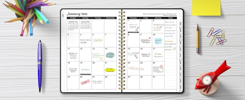2026 Planner, Weekly and Monthly Calendar Planner, January 2026 - December 2026, Hardcover 2026 Calendar Book with Tabs For Women & Men, Inner Pocket, Spiral Bound, Perfect for Office Home School Supplies - A5 (6.3" x 8.5"), Pink