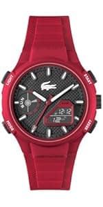 Lacoste LC33 Men's Analog-Digital Watch – TR90 Case, World Clock, Stopwatch, Alarm, Backlight, Textured Silicone Strap, Premium Fashion Timepiece - Gift for Him - 45mm