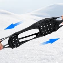 JSHANMEI Ice Cleats, Crampons Snow Traction Ice Cleats for Shoes and Boots Women Men, Non Slip Grippers Spikes for Shoes with Straps, Slip-on Rubber Overshoe Stretch Footwear for Winter Walking Hiking Fishing