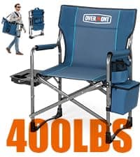 Overmont Oversized Folding Camping Chair - 450lbs Support with Padded Cushion Cooler Pockets - Heavy Duty Collapsible Chairs for Sports Garden Beach Fishing