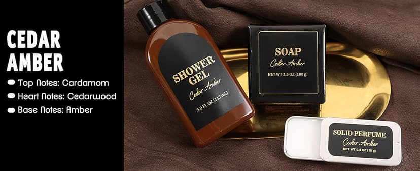 Self Care Bath Set for Man Thank You Gift Basket Regalos para Hombre Anniversary Christmas Fathers Day Gift for Him Gifts for Men 6 Pcs Cedar & Sandal Mens Gift Set, Birthday Gift Set for Men B0DJ7FNJJR