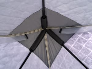 QualyQualy Insulated Pop-Up Tent with Floor - 8-10 Person Ice Fishing Shelter, 147sq.ft Windproof Ice Shack Hut with Stove Jack, Carrying Bag