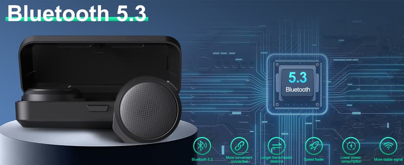 Motorcycle Bluetooth Headset with Charging Case, Helmet Bluetooth Speaker with Microphones & Remote Control, 1900mAh Battery, 50Hours Work Time, True Wireless Headsets for Riding and Skiing