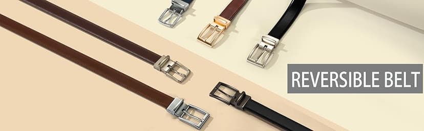 Lavemi Mens Belt Reversible 100% Italian Leather Dress Casual,One Reverse for 2 Colors,Trim to Fit