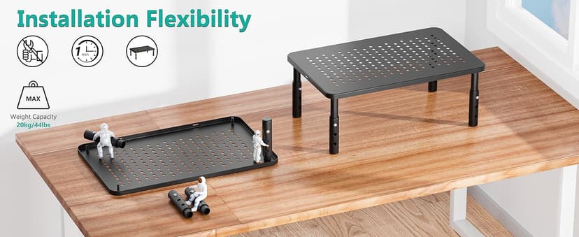 WALI Computer Monitor Stand for Desk, Adjustable Laptop Riser, Desk Monitor Stand Underneath Storage for Office, Home, School Supplies (STT003), 1 Pack, Black