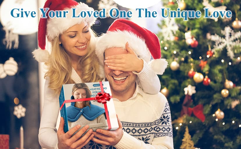 Heating Pad for Neck and Shoulder, Birthday Gifts for Men Dad Husband, Electric Weighted Heat Pad for Back Pain Relief, Anniversary Christmas Gifts for Women Mom, Blue