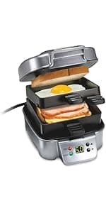 Perfect for English Muffins, Croissants, Mini Waffles | Customizable & Fast | PFAS-Free | Silver | 25475MN Hamilton Beach Breakfast Sandwich Maker with Egg Cooker Ring B00BTIUYOO