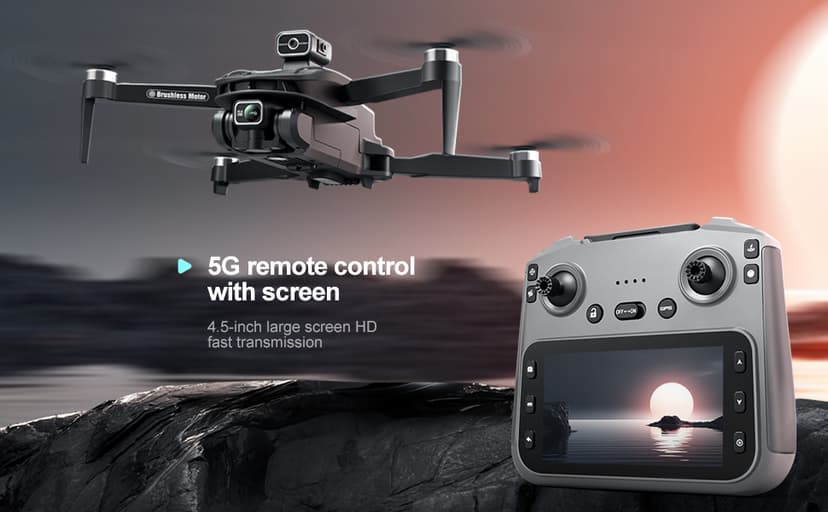 GPS Drone with 4K Camera, 4.5" LCD Display Screen Controller- 3,280ft RC Range, Auto return, Follow Me, Go Home, Gesture Control, One Key Takeoff/Landing, Altitude Hold,led Light ,Professional Quadcopter for Aerial Photography Control and Video Recording, Sports Racing Car Appearance, Adult Beginner-Friendly FPV RC Quadcopter For Kids 8-12