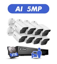 ANNKE 8CH 2MP Security Camera System, 8 Channel H.265+ DVR Recorder, AI Human/Vehicle Detection, 4X 1080P Cams with Smart Dual Light Color Night Vision for Home & Business Surveillance, IP67, 1TB HDD