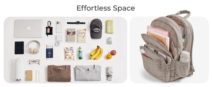 BAGSMART College Laptop Backpack, Travel Backpack for Women, Quilted Casual Daypack, Water-Resistant Bookbag for 15.6 Inch Laptop, Black