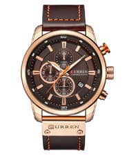 FANMIS Men's Classic Multifunctional Military Sports Analog Watch Business Dress Waterproof Luminous Chronograph Starry Sky Moon Phase Leather Wristwatch