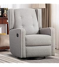 CANMOV Manual Recliner Chair with Massage and Heat, Soft Fabric Recliner Chair with Overstuffed Arm and Back, Manual Reclining Single Sofa with 2 Cup Holders, Side Pocket for Living Room, Dark Grey