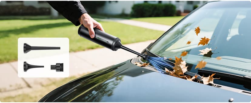 Car Vacuum Portable Cordless Handheld Vacuum Cleaner 4-in-1 Mini Cordless Vacuum with 2 Suction Modes and 16800pa Suction Power Blowing & Inflating 2 Modes Handheld Vacuum for Car, Desk, Keyboards