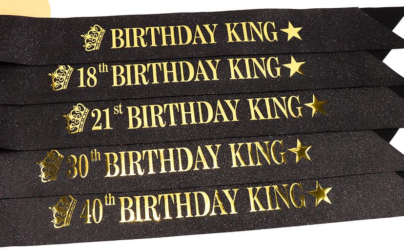 TOBATOBA 18th Birthday King Sash 18th Birthday Decorations for Boys, Gold Foil Black Satin Birthday Sash for Boys 18th Birthday Gift for Boys 18th Birthday Party Favors Decorations