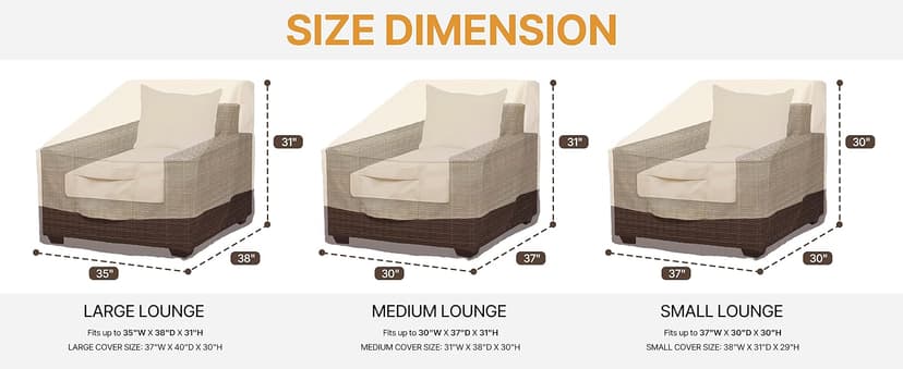 Vailge Patio Chair Covers, Lounge Deep Seat Cover, Heavy Duty and Waterproof Outdoor Lawn Patio Furniture Covers (2 Pack - Large, Beige & Brown)